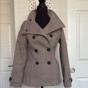 Women's H&M Gray Double-Breasted Pea Coat